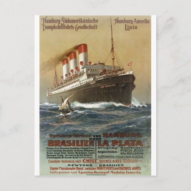 Carte Postale Affiche de Hambourg 1899 - Cruise Ship Liner (Devant)
