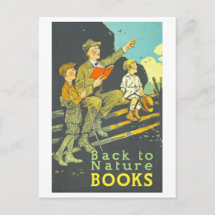 Carte Postale Affiche de lecture de bibliothèque vintage "Retour