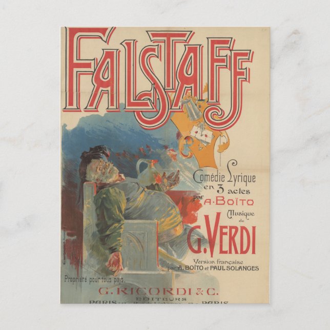 Carte Postale Affiche de l'opéra Falstaff (Paris première 1894) (Devant)