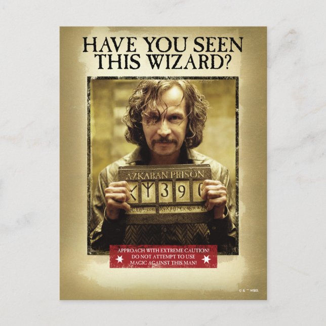 Carte Postale Affiche de recherche de Sirius Black (Devant)
