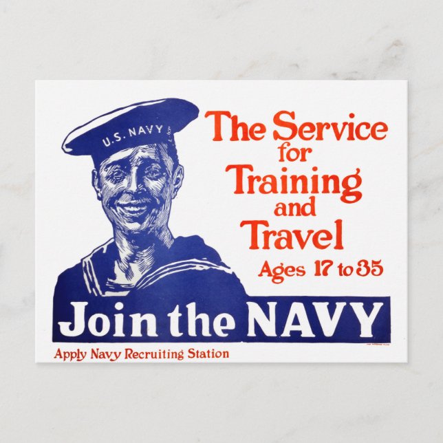 Carte Postale Affiche de recrutement vintage de la marine améric (Devant)