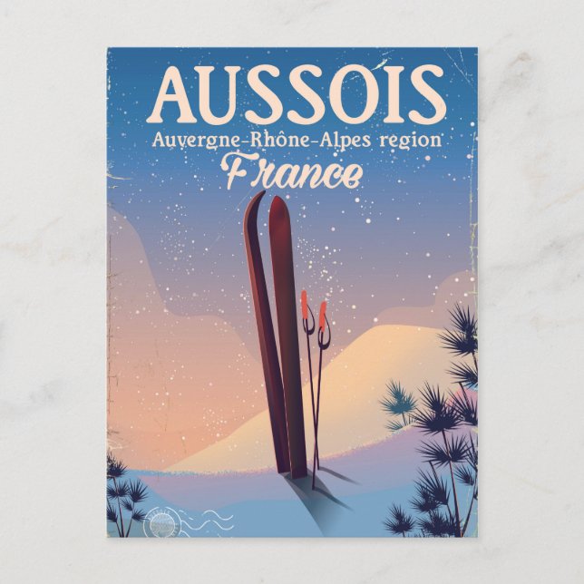 Carte Postale Affiche de ski Aussois Auvergne-Rhône-Alpes France (Devant)