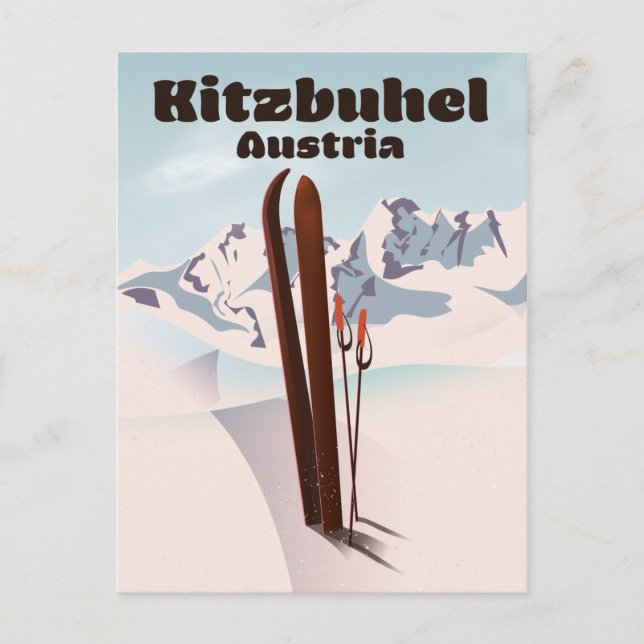 Carte Postale affiche de ski autrichienne de Kitzbuhel (Devant)