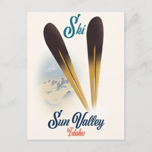 Carte Postale Affiche de ski de style vintage Sun Valley Idaho