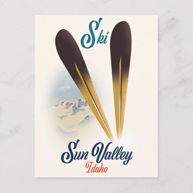 Carte Postale Affiche de ski de style vintage Sun Valley Idaho (Devant)
