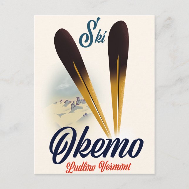 Carte Postale Affiche de ski Okemo Ludlow Vermont (Devant)