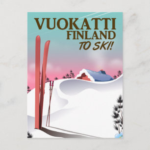Carte Postale Affiche de ski Vuokatti Finlande