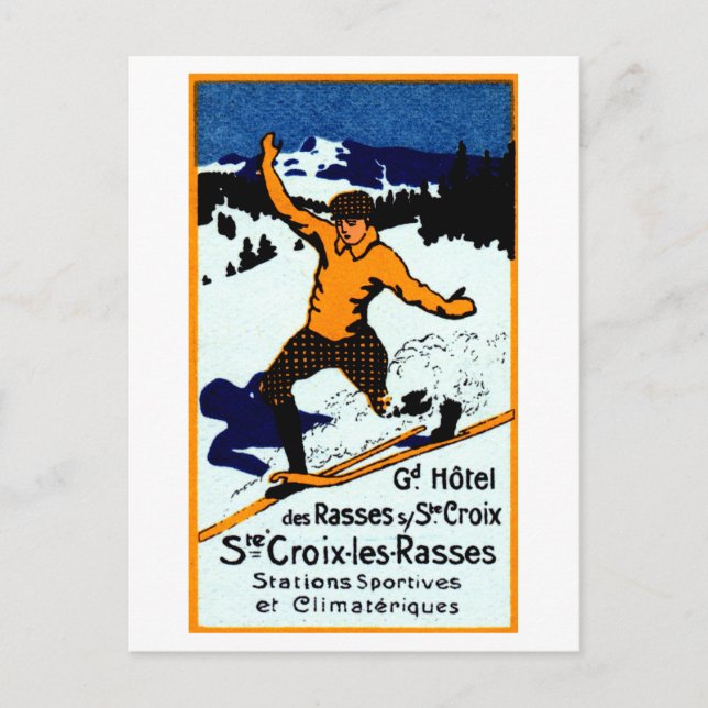 Carte Postale Affiche de sports d'hiver de Sainte-Croix 1920 (Devant)