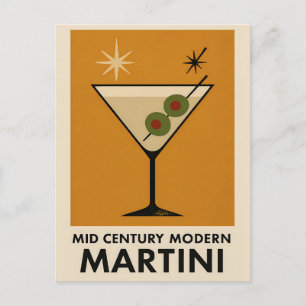 Carte Postale Affiche de style milieu du siècle moderne Martini