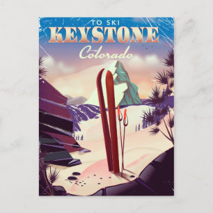 Carte Postale Affiche de style vintage Keystone, Colorado Ski.