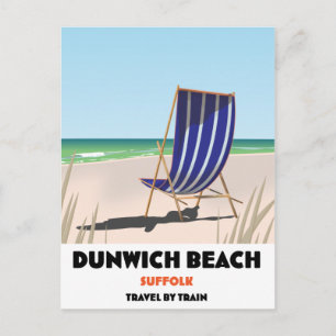 Carte Postale Affiche de train vintage de la plage de Dunwch Suf