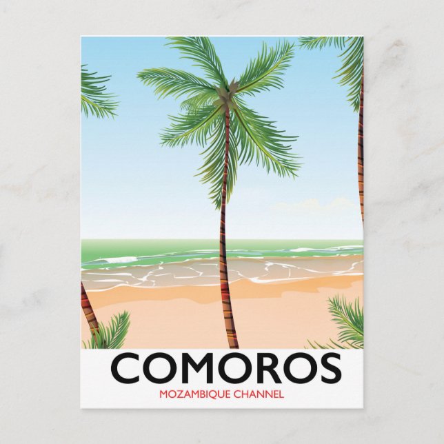 Carte Postale Affiche de vacances des îles Comores. (Devant)