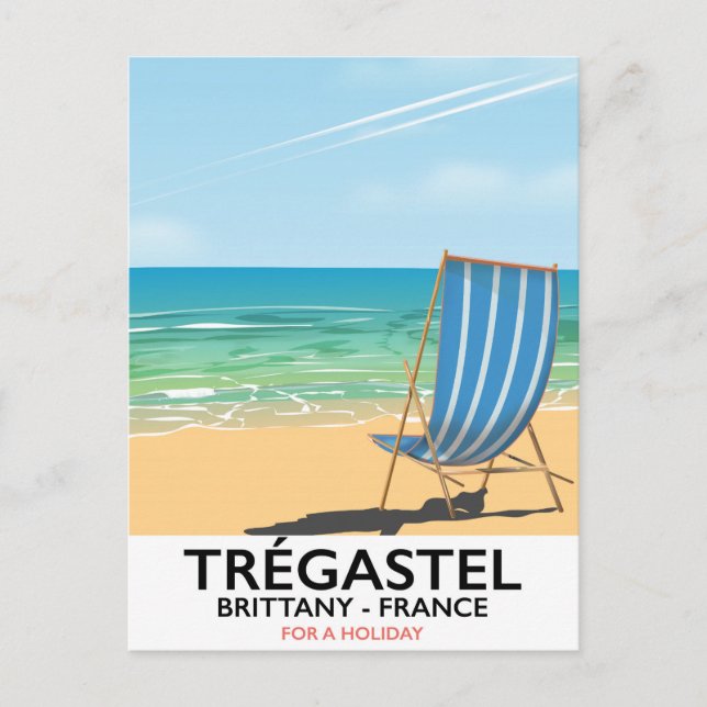 Carte Postale Affiche de vacances sur la plage de Trégastel, Bre (Devant)