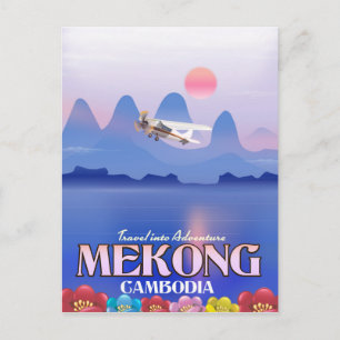 Carte Postale Affiche de vacances sur le fleuve Mekong Cambodge