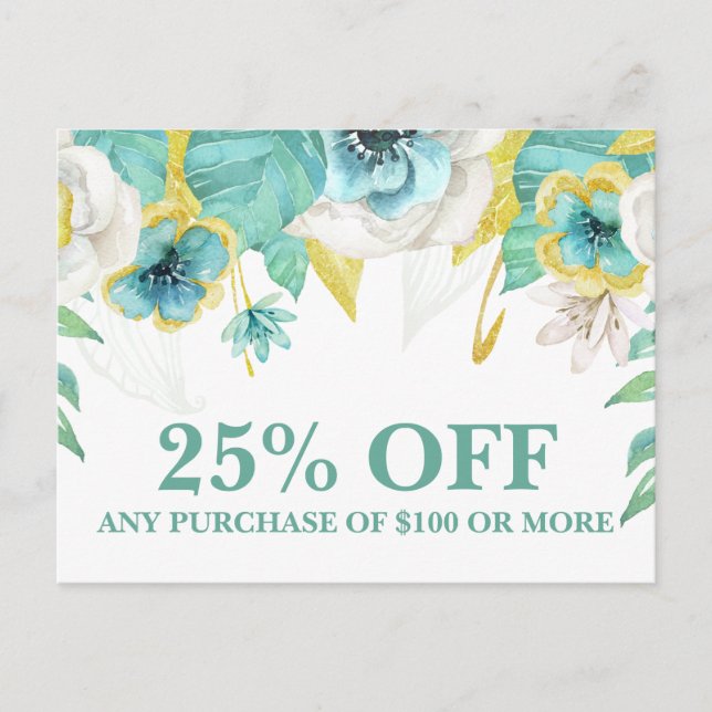 Carte Postale Affiche de vente de promotions marketing florales  (Devant)