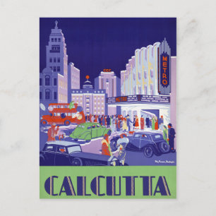Carte Postale Affiche de Vintage voyage Calcutta restaurée