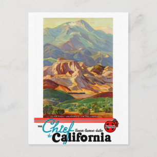 Carte Postale Affiche de Vintage voyage restaurée en Californie