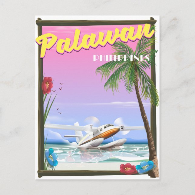 Carte Postale Affiche de vol aux Philippines Palawan (Devant)