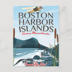 Carte Postale Affiche de vol pour le port de Boston Massachusett
