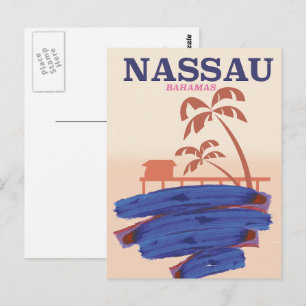Carte Postale Affiche de voyage à Nassau Bahamas plage