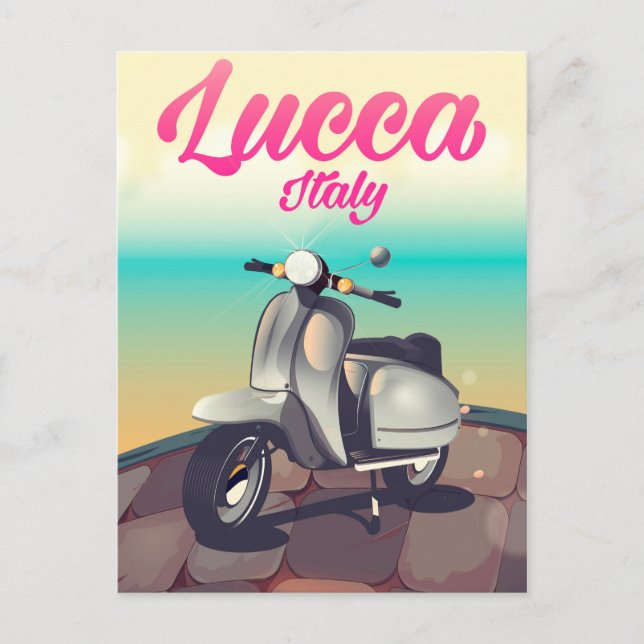Carte Postale Affiche de voyage à scooter Lucca Italie impressio (Devant)