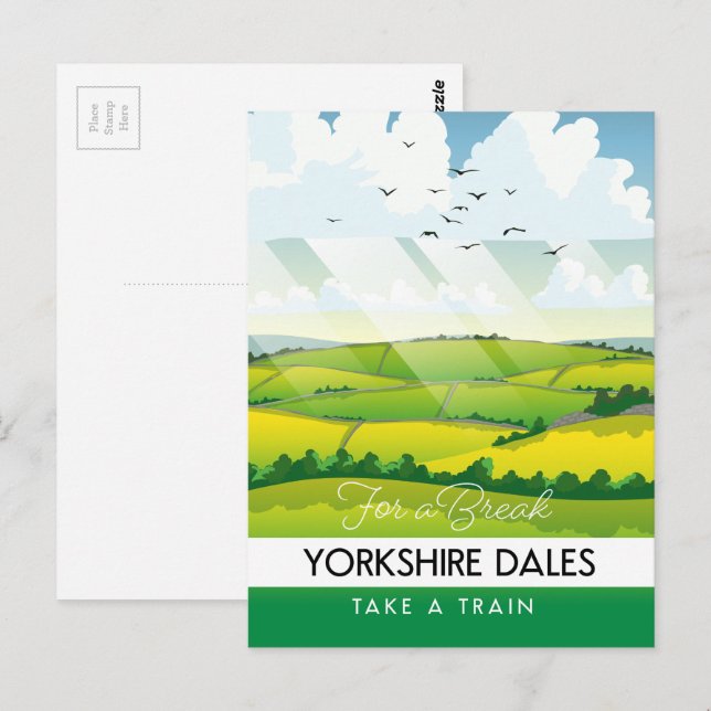 Carte Postale Affiche de voyage dans les Yorkshire Dales. (Devant / Derrière)