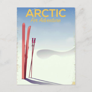 Carte Postale Affiche de voyage d'aventure vintage de ski arctiq