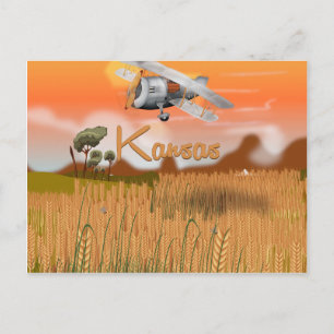 Carte Postale Affiche de voyage de champ de blé vintage Kansas