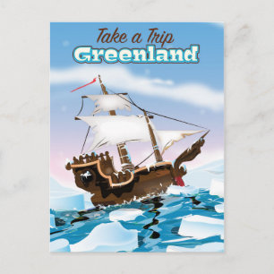 Carte Postale Affiche de voyage de dessin animé du Groenland.