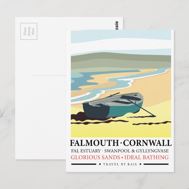 Carte Postale Affiche de voyage de Falmouth Cornwall (Devant / Derrière)