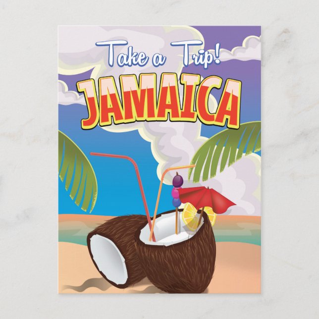 Carte Postale Affiche de voyage de Jamaïque Cartoon (Devant)