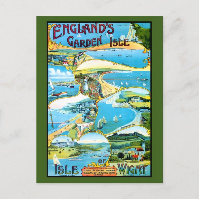 Carte Postale Affiche de voyage de l'île de Wight (Devant)