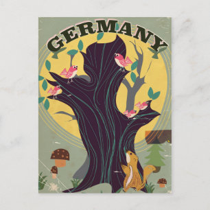 Carte Postale Affiche de voyage de paysage de dessin animé vinta