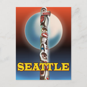 Carte Postale Affiche de voyage de Seattle Totem pole impression