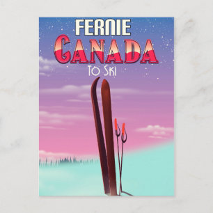 Carte Postale Affiche de voyage de ski à Fernie Canada.