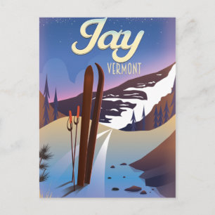 Carte Postale Affiche de voyage de ski Jay Vermont USA.