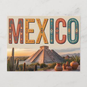Carte Postale Affiche de voyage de style vintage du Mexique avec