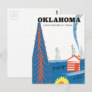 Carte Postale Affiche de voyage de style vintage Oklahoma.