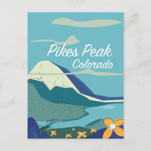 Carte Postale Affiche de voyage de style vintage Pikes Peak Colo