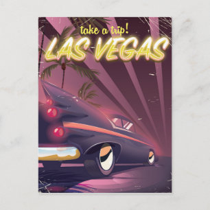 Carte Postale Affiche de voyage de voiture classique de Las Vega