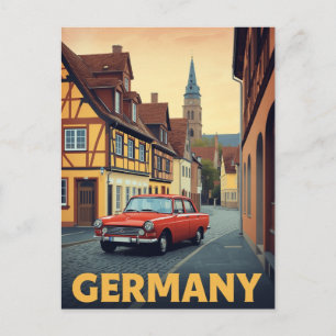 Carte Postale Affiche de voyage de voiture rouge vintage Allemag