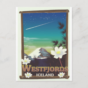 Carte Postale Affiche de voyage des fjords de l'ouest de l'Islan