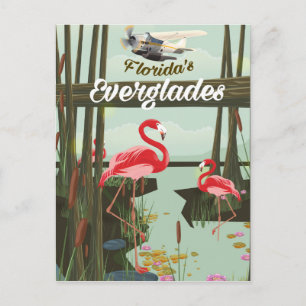 Carte Postale Affiche de voyage dessin animé des Everglades de F