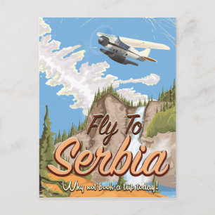 Carte Postale Affiche de voyage dessin animé pour aller en Serbi