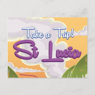 Carte Postale Affiche de voyage dessin animé Ste-Lucie.