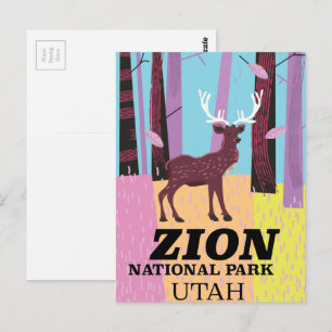 Carte Postale Affiche de voyage du parc national de Zion Utah.
