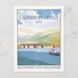 Carte Postale Affiche de voyage du train de la côte cambrienne v