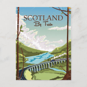 Carte Postale Affiche de voyage en Écosse par train locomotive