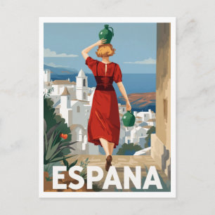 Carte Postale Affiche de voyage en Espagne : Femme de village an