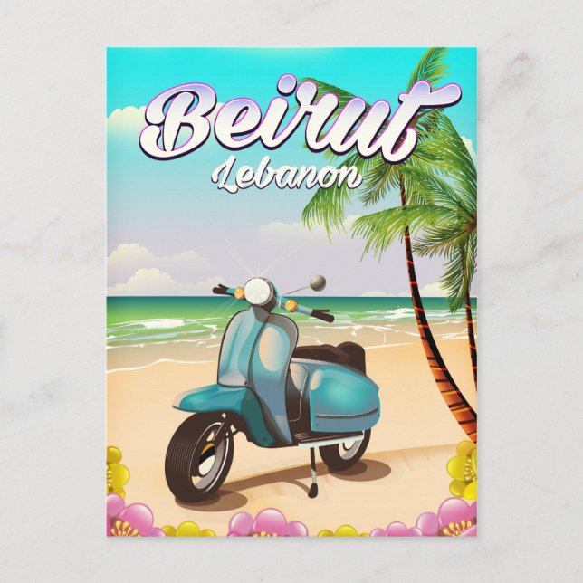 Carte Postale Affiche de voyage en Scooter Beirut Lebanon (Devant)